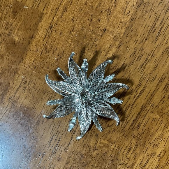 Weinman Brothers Silver Tone Faux Turquoise Stones Brooch 3 inch Rhinestones Vtg - Picture 5 of 5